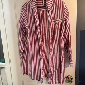 Stars Above Red and White Striped Pajama Dress size L